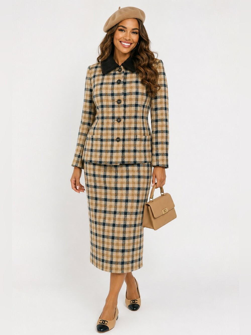 Vintage Burberry Mad Men Retro Jackie O Skirt Suite Old Money